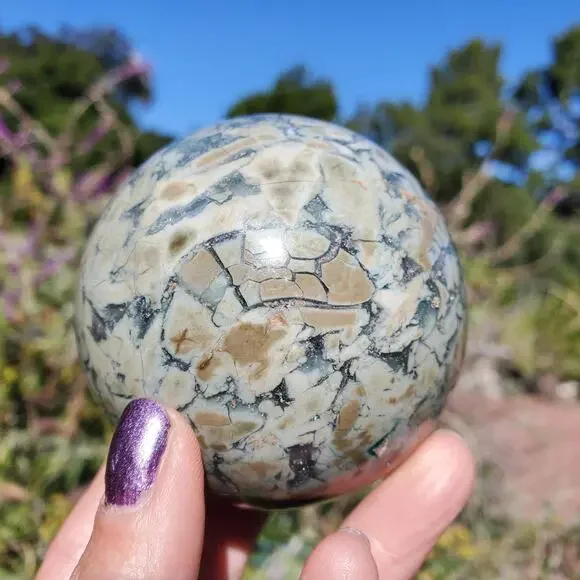 Ocean Ibis Jasper Brecciated Sphere Green Shades 490 grams 70mm